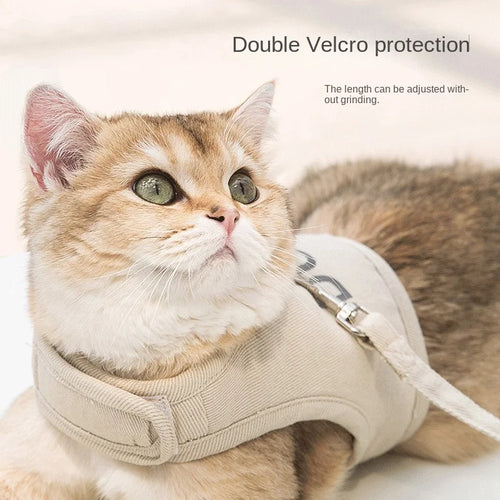 Cat Traction Rope Anti-breakaway Cat Harness  Four-season Breathable Pet Harness  Cat Leash Dog Leash for Outdoor Walking