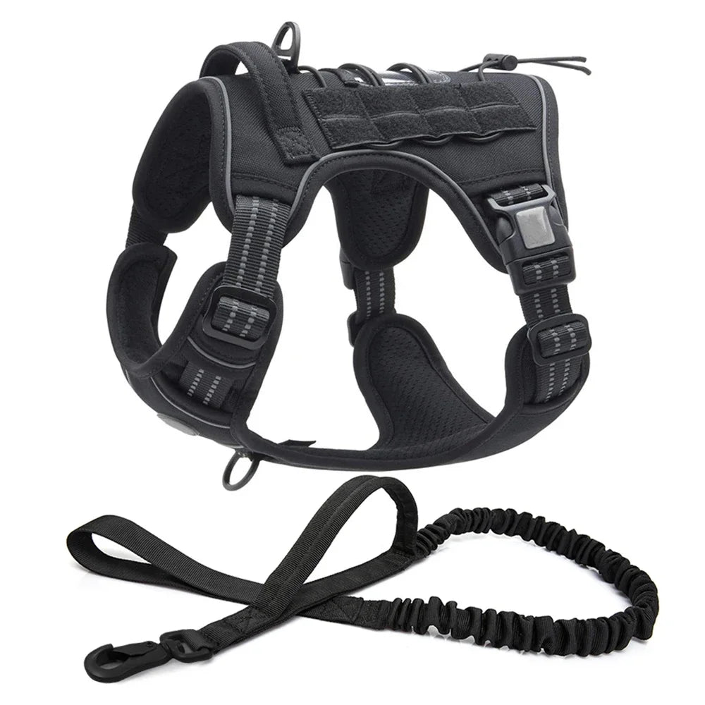 Reflective Tactical Harness For Large Small Dogs Training Vest Leash Pet Harness And Leash Set For Dog Outdoor Adjustable Padded