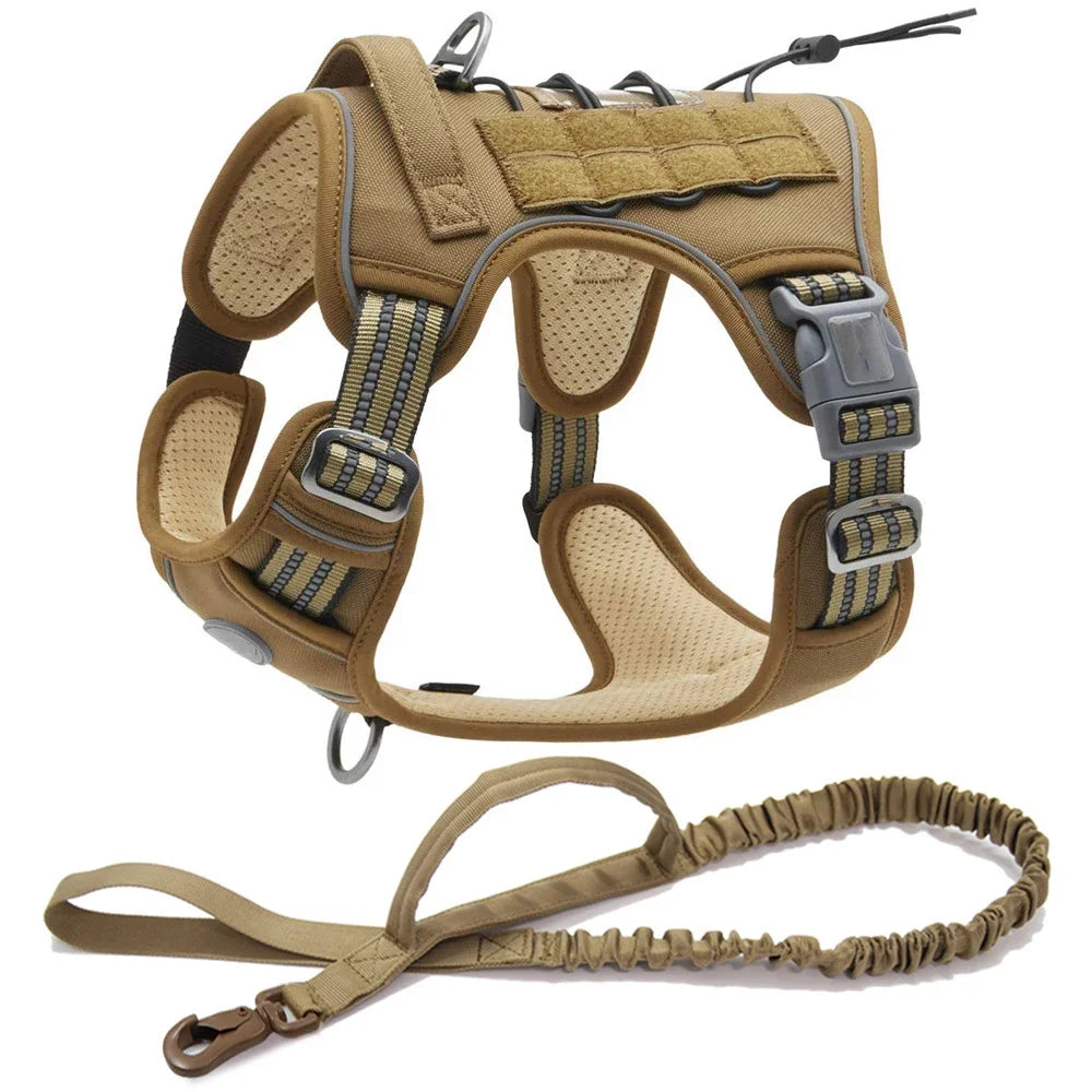 Reflective Tactical Harness For Large Small Dogs Training Vest Leash Pet Harness And Leash Set For Dog Outdoor Adjustable Padded