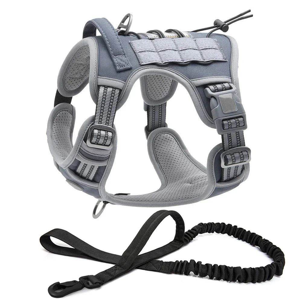 Reflective Tactical Harness For Large Small Dogs Training Vest Leash Pet Harness And Leash Set For Dog Outdoor Adjustable Padded