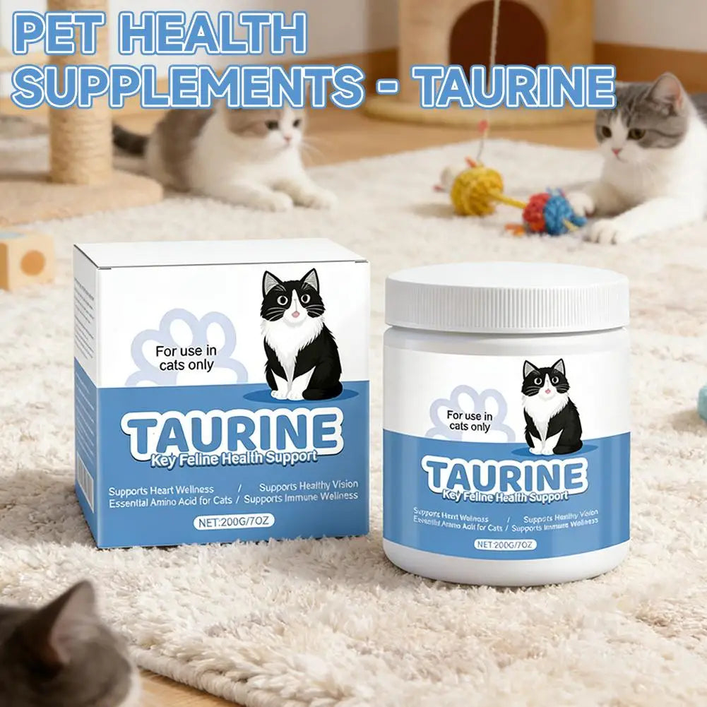 200g Pure Taurine Powder for Cats – Essential Amino Acid Supplement for Heart Health & Function, Supports Cardiac Muscle