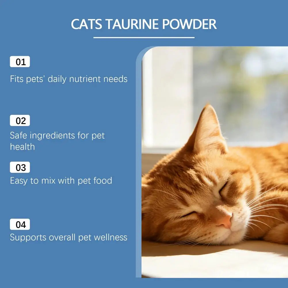 200g Pure Taurine Powder for Cats – Essential Amino Acid Supplement for Heart Health & Function, Supports Cardiac Muscle
