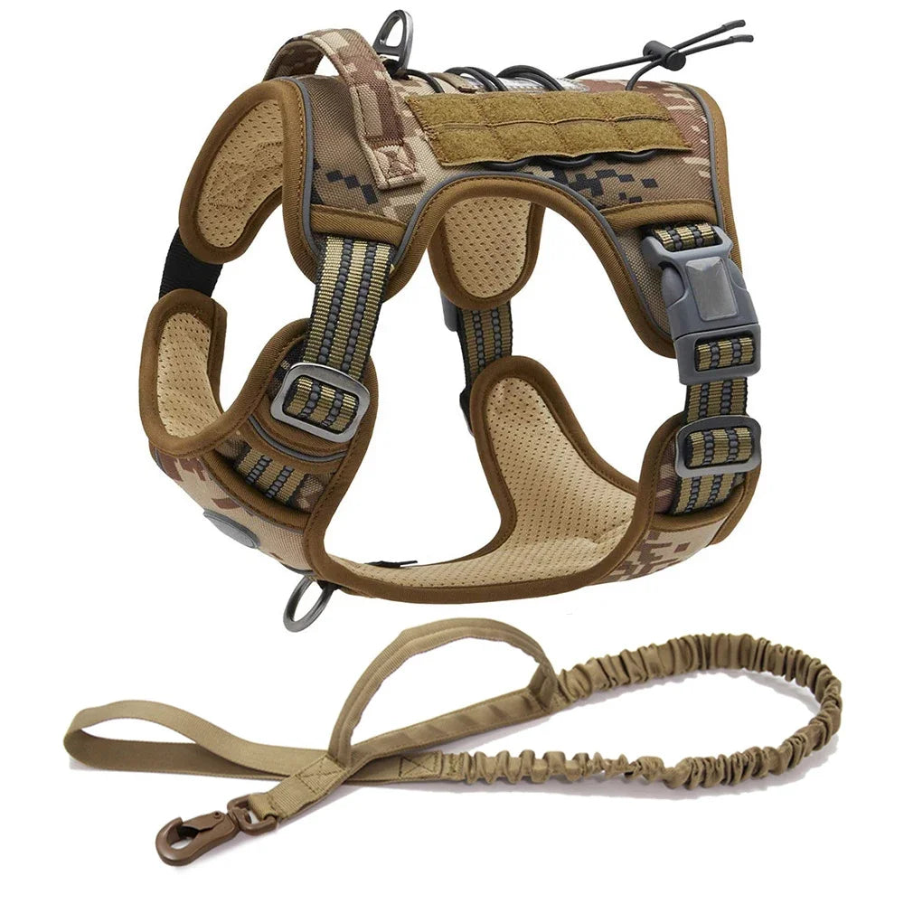 Reflective Tactical Harness For Large Small Dogs Training Vest Leash Pet Harness And Leash Set For Dog Outdoor Adjustable Padded