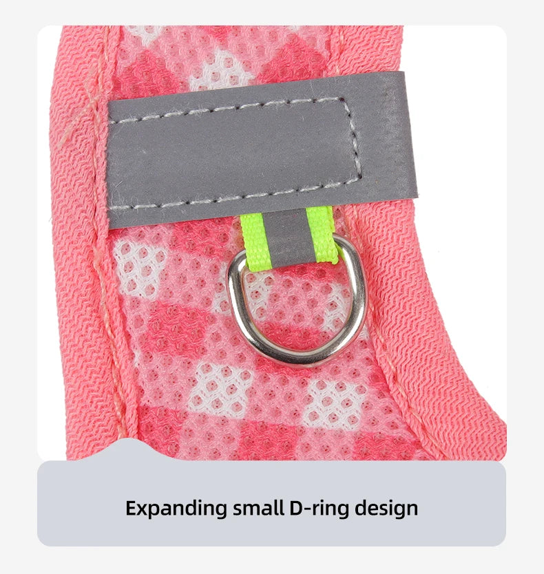 Checkered Pet Harness Cat Leash Small Dog Harness Kitten Outdoor Breathable Reflective Cat Chest Strap Plaid Walk Bichon Frise