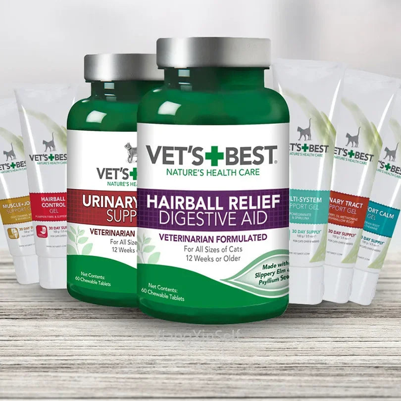 60 Tablets Vet's Best Pet Cat Hairball Relief Natural Digestive Aid & Hair Removal Supplement for Cats of All Sizes