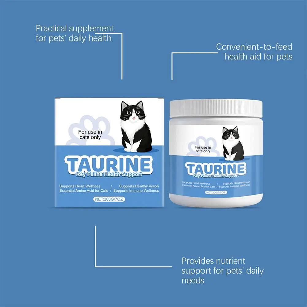200g Pure Taurine Powder for Cats – Essential Amino Acid Supplement for Heart Health & Function, Supports Cardiac Muscle