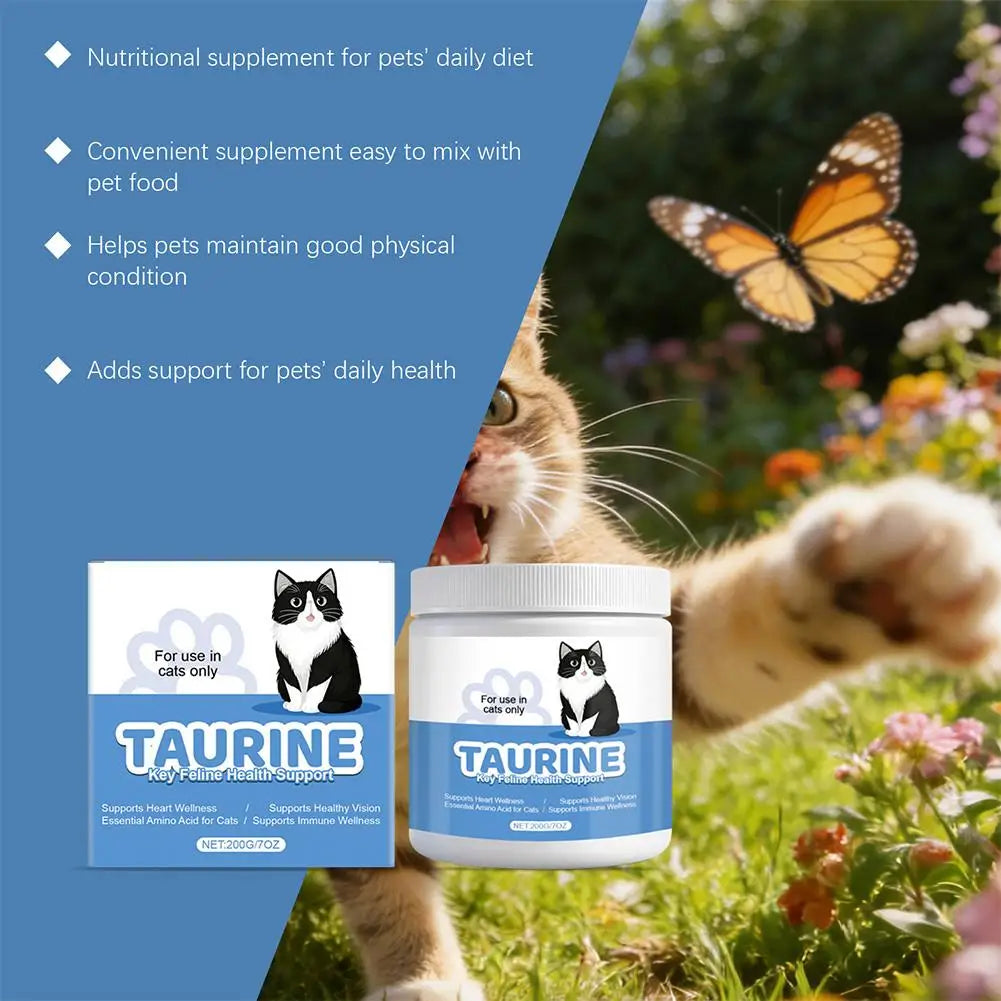 200g Pure Taurine Powder for Cats – Essential Amino Acid Supplement for Heart Health & Function, Supports Cardiac Muscle